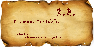 Klemens Miklós névjegykártya