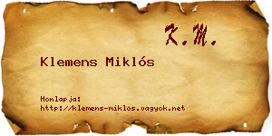 Klemens Miklós névjegykártya